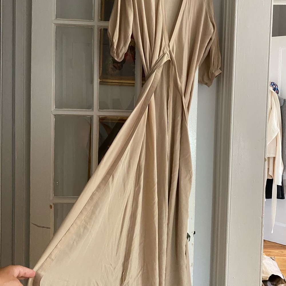 Nude, Silk, Long-sleeve Wrap Dress from Palm Beach